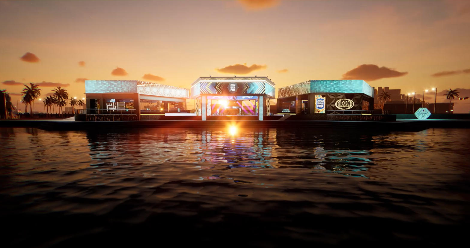 World Cup waterfront studio at dusk